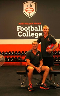 Brad Sewell and Michael Osborne have launched the Australian Rules Football College in North Melbourne - ${keywords}